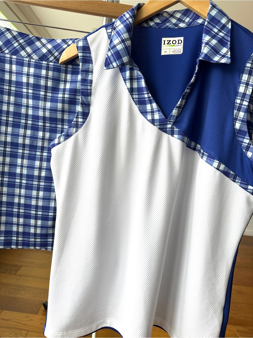 Izod Golf Tank with Matching Skort, White & Blue Plaid, Athletic